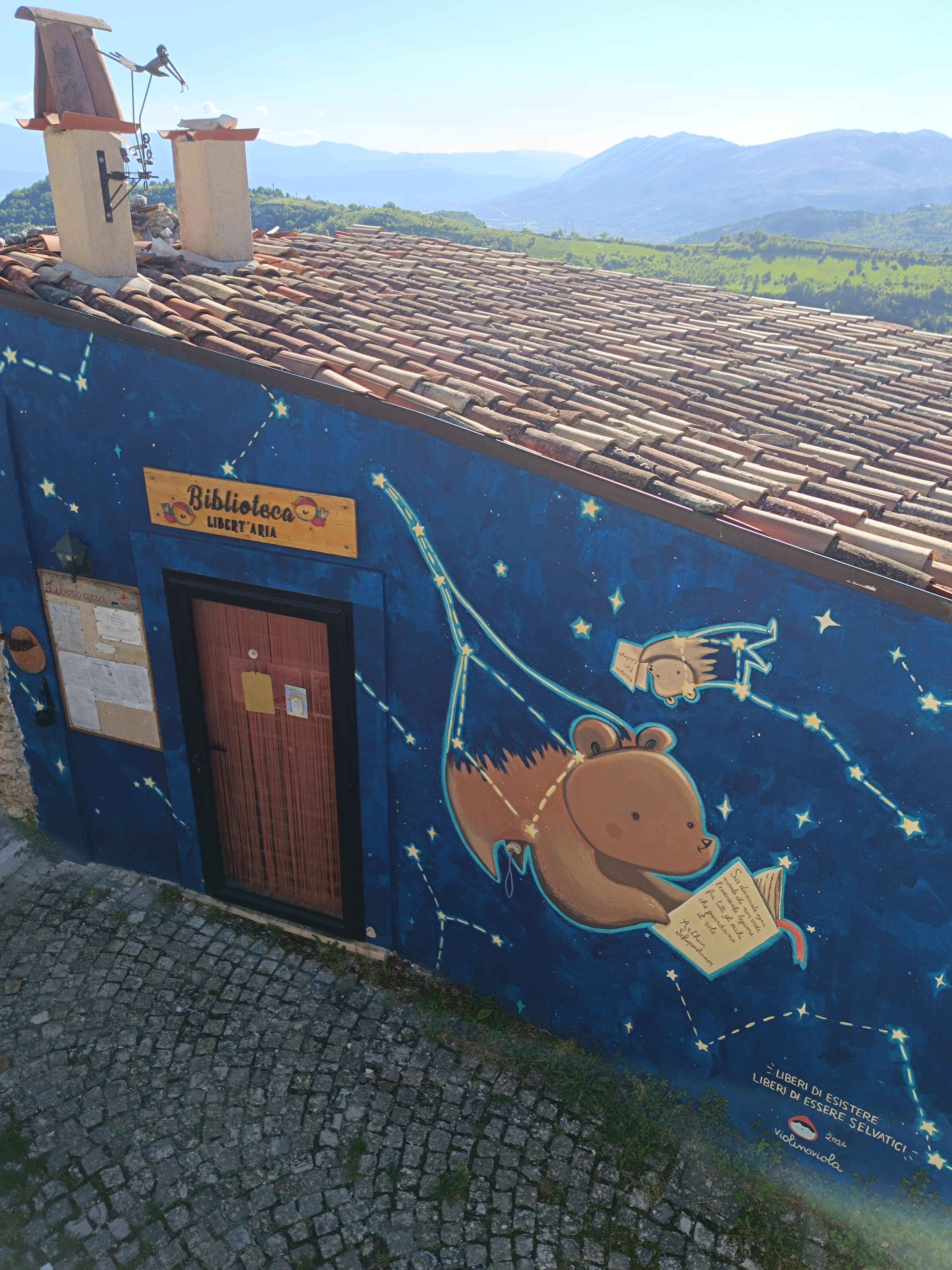 Mural library in the square near the Torre delle Stelle in Aielli
