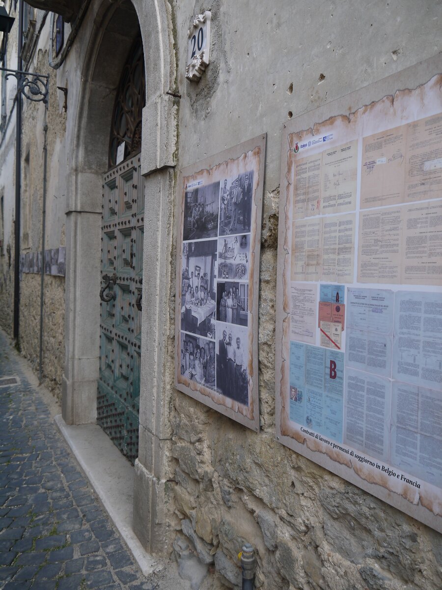 Work contracts and residence permits for emigrants in Belgium and France, displayed at Palazzo Vecchiarelli