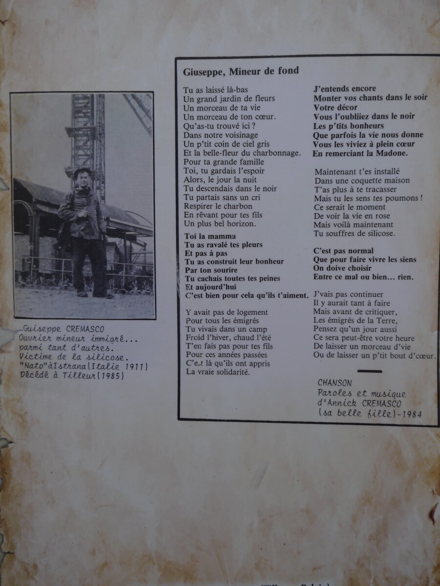 A poem written for an Abruzzese migrant miner, part of the Palazzo Vecchiarelli exhibition