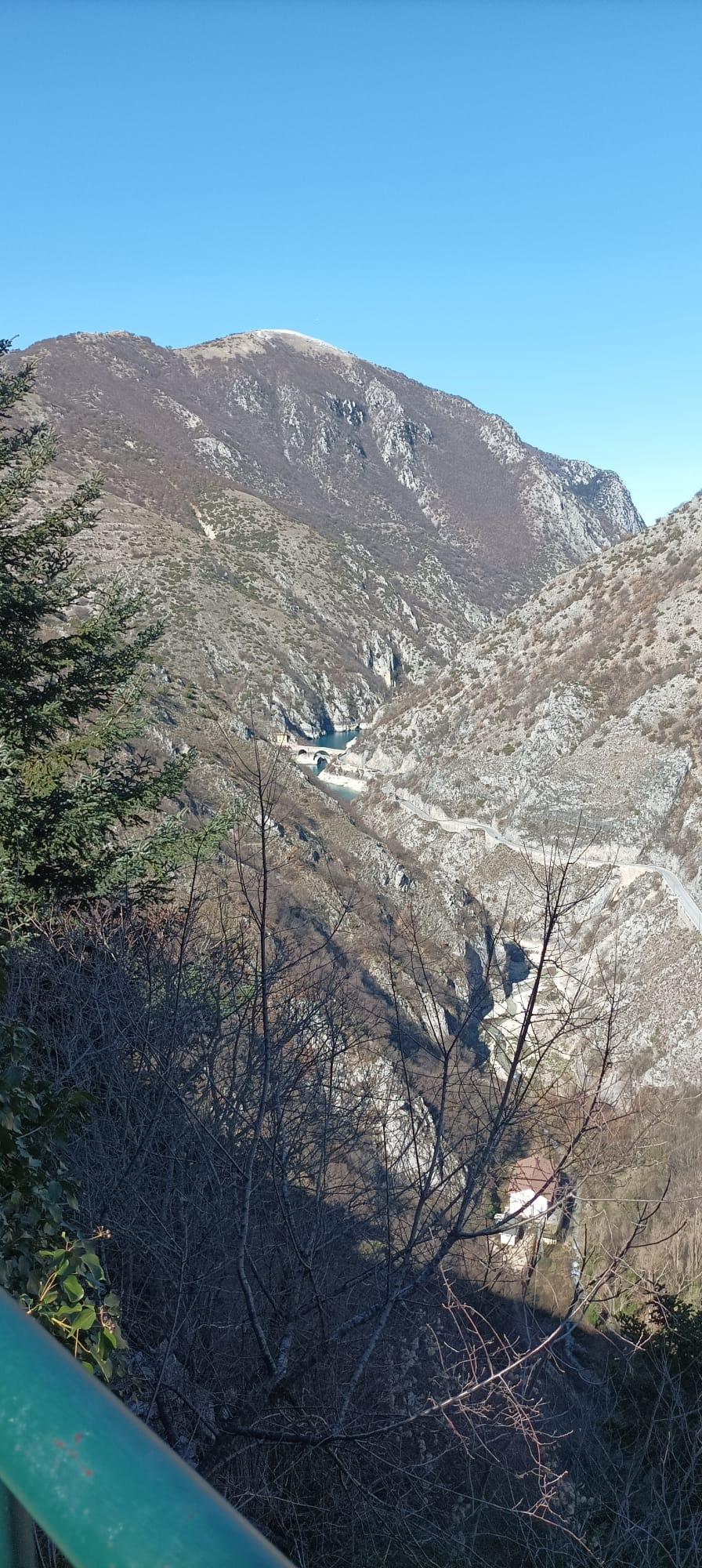Panoramic viewpoint overlooking Villalago village, Abruzzo